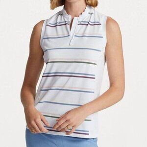 RLX Ralph Lauren Golf Polo Shirt Women's Size XL White Striped Tailored Fit